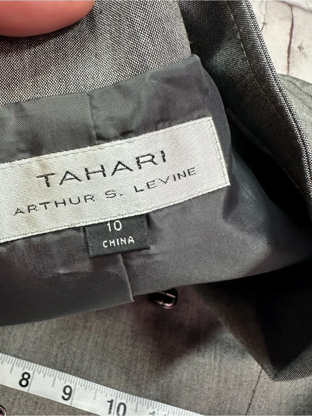 Tahari ASL Gray Double-Breasted Blazer suit jacket women 10 office peplum